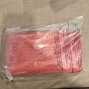 Miu Miu Coral Croc-Embossed Pouch